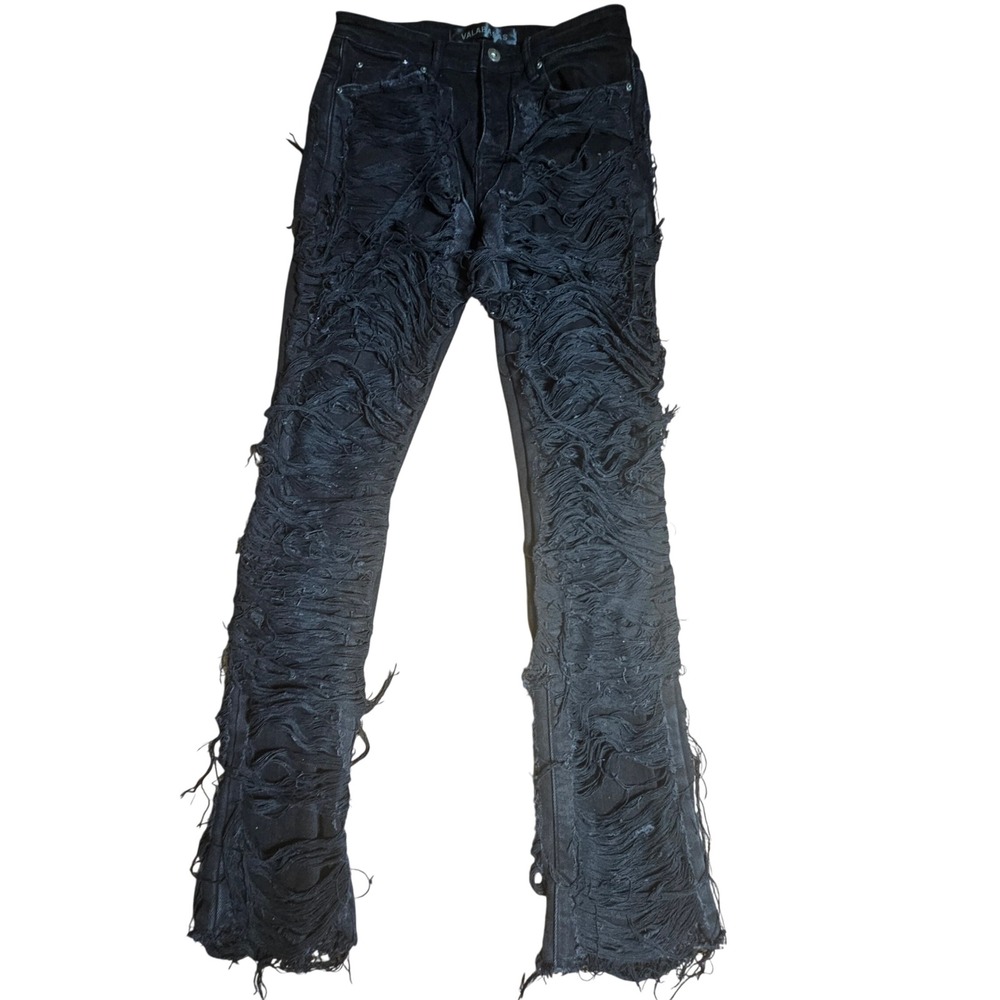 Valabasas Distressed Frayed Stacked Jeans Mens 32 Streetwear Avant Garde Edgy